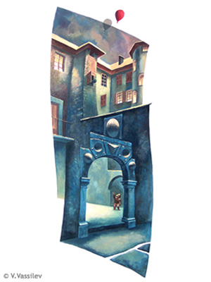La porte de l'alchimiste - Chambéry. Vesselin Vassilev. Peinture à la gouache.